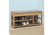 Bamboo Shoe Bench Drawers Lift Top