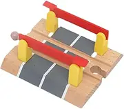 koolsoo Wooden Toy Train Accessory Railway Accessories Montessori Toy Creative Railway Train Playset Road and Railway Parts for Kids, Double bar Crossing