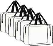 4 Packs Clear PVC Toy Storage Bags with Zipper - Waterproof Organizing Bags for Board Games, Building Blocks, Toys & Cosmetics - Handheld Storage Solution for Toys and Cosmetic Storage (Black)