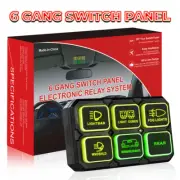 6 Gang Switch Panel Green ON/OFF Relay Circuit Control Box For LED Light Bar AU