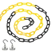 13Ft Plastic Chain Barrier Link Chain Stanchion with Magnetic Hooks Black Yellow