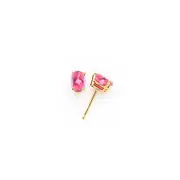 14k Yellow Gold 6x4mm Oval Pink Tourmaline earring