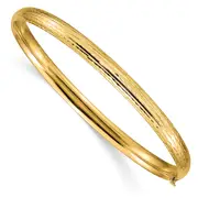 14K Yellow Gold 3/16 Diamond-Cut Fancy Hinged Bangle Bracelet