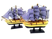 2 x Bamboo Wooden Sail Boat Model Craft Wood Ship Nautical Household Decoration