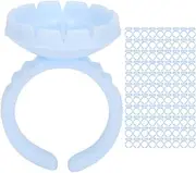 100Pcs Disposable Eyelash Glue Ring Cup Eyelash Extension Glue Holder Accessory, Lash Glue Holder Rings for Eyelash Extensions(Blue)