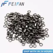 100Pcs Ball Bearing Swivel Solid Ring Fishing Connector Barrel Rolling Swivel Lu