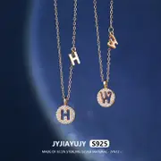 Jyjiayujy 100% 全原裝純銀 S925 項鍊字母項鍊玫瑰金色現貨高品質時尚防過敏首飾禮物日常使用 JYN12