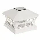 8-Pk Solar Off White Post Deck Fence Cap Light for 5"X5" Vinyl/PVC or Wood Post