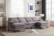 Eafurn Symmetrical Modular Sectional Sofa with Chaise Lounge, 6 Seater Fabric Upholstered Cloud Couch, U Shaped Oversized Sleeper Sofa&Couches with Thicked Cushion & Detackable Backrest Living Room