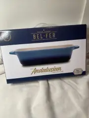 14" Rectangular Ceramic Baker Bel-Fer Blue Andalusian Collection Dwellsix - New