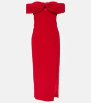 [Self-Portrait] Self-Portrait Bow-detail crêpe midi dress AU 14 red