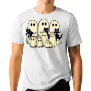 Ghost Cats Lovers T-shirt - Retro Halloween Costume Tee