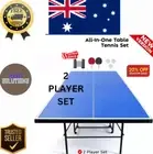 All-in-One Table Tennis Set w/ Ping Pong Balls Paddles Retractable Net Portable