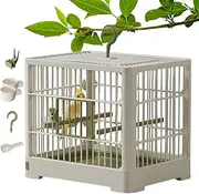 Collapsible Bird Cage - Large Space Ventilated Travel Carrier with Transparent Viewing Panel, Standing Pole | Portable Takeaway Container for Parrots, Pigeons, Cocachiel, Home Outdoor, Removable Tray