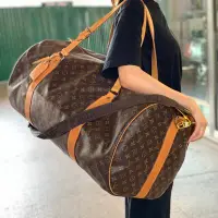 在飛比找Yahoo!奇摩拍賣優惠-65cm LV Vintage中古款老花圓筒手提肩背旅行袋 