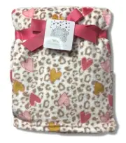 BLANKET PLUSH - LITTLE JOY GIRLS - HEARTS CHEETAH - BABY TODDLER CRIB STROLLER