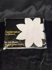 VINTAGE TASTEMAKER BY MOHAWK DOUBLE FITTED WHITE COTTON MUSLIN SHEET NIP