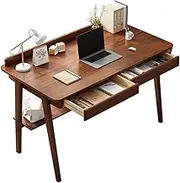 Solid Wood Home Office Desktop Computer Desk Simple Design with Drawer Brown 80x55x75cm