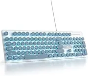 iTastatur Typewriter Keyboard 104-key Punk Gaming Retro Keyboard LED Ice Blue Backlit Cute Keyboard with Wired USB Suitable for PC/Win/Mac/Laptop Computer Keyboard(Blue)