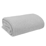 Living Textiles Baby 100cm Organic Cotton Bassinet/Cradle Cellular Blanket Grey
