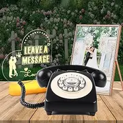 Premium Button Audio Guest Book Telephone for Wedding Party with Free Photo Frame and LED Sign,Guest Book Audio Messages Phone for Record Messages Left by Attendees at Your Special Event (Black)