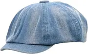 [Frediuo] Womens Beret Hat Newsboy Cap Painter Hat Golf Hat 8 Panels Classic Octagonal Hat, Blue