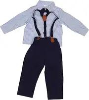 [Holibanna] Infant Western Wear Boys' Long Sleeve Shirt Overalls Gentleman Style Breathable Polyester Bow Tie Toddler Suit Dress Shirt Baby Boy Outfit