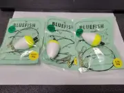 3 NJ Hand Tied 3/0 Hook Yellow and White Tandem "Doodlebug" Rigs FREE SHIPPING