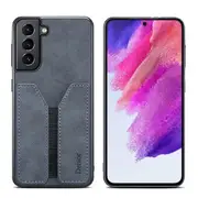 Denior For Samsung Galaxy S21 FE Leather Case with Elastic Wallet Card Holder Slot Pocket Cover - Grey