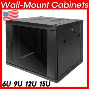 6U 9U 12U 15U Server Cabinet Rack Enclosure 16" Deep Wall Mount Cabinet Lock Fan