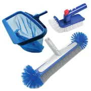 Swimming Pool Cleaning Kit Including 2 Brush Heads, 1 Pool Skimmer Nets for G...