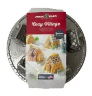 Nordic Ware Christmas COZY VILLAGE Baking Cake Pan 6 Cups Bundt Pan Aluminum NEW