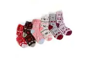 6 PairsSocks Adults Heat Control Extra Thick Sherpa Lined Anti-Slip Bow & Hearts