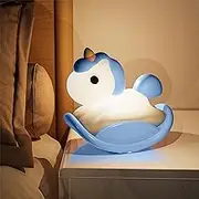 Mexllex Children's Night Light, LED Bedside Lamp, Baby Room, Silicone Nursing Light, Dimmable, USB Charging, Unicorn Night Light for Children's Room, Blue