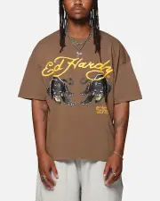 [ED HARDY] Ed Hardy Pypu Panther T-shirt Brown - Size XL XL Brown