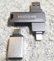 HUOONE 256GB Flash Drive3 in 1 Memory Stick For iPhone, Android External Storage