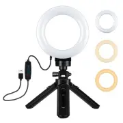 Usb 3 Modes Dimmable Led Ring Light & Pocket Tripod Kit with Cold Shoe Ball H...