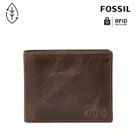 在飛比找Yahoo奇摩購物中心優惠-FOSSIL Derrick 真皮RFID防盜皮夾-咖啡色 