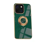 For iPhone 14 Plus Case Electroplating Luxury Kickstand Ring Holder Cover Dark Green