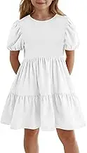 Girls Dresses Sparkly Elegant O Neck Daily Dress Solid Color Short Dress Girls Back