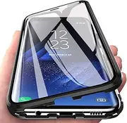 Wishcover Case for Samsung Galaxy A22 4G Magnetic Tempered Glass Case Transparent Case Cover with Front and Back, Protective Cover One-Piece Ultra Thin 360 Degree Complete Protection Case