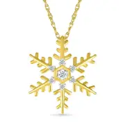 0.05 CT. T.W. Natural Diamond Snowflake Pendant in Sterling Silver with 14K Gold Plate
