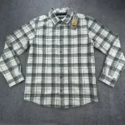 NEW PrAna Heavy Weight Flannel Shirt Shacket Pockets Blue Plaid Mens S MSRP $89