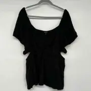 NWT Torrid Babydoll Rayon Slub With Side Cutouts Top Women's Size 2 Deep Black