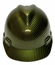 Hard Hat MSA Cap Style Hydro Dipped Yellow Carbon Fiber