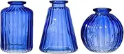 Coballt Blue Glass Bud Vases (Set Of 3)