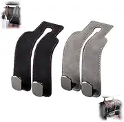 Car Seat Back Double Hook - Suede Hook, New Car Seat Headrest Hook, Upgraded 2 in 1 Purse Hook for Car Seat, Car Back Seat Organizer /95(Black+Grey)
