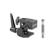 Heavy Duty Super Clamp with 5/8 Stud & Spring Lock 2.4/6cm Jaw Grip for Round Pipe & Flat Surfaces