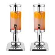 SOGA 2X Single 3L Silver Stainless Steel Beverage Dispenser Ice Cylinder Clear Juicer Hot Cold Water Jug