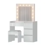 Artiss Dressing Table LED Makeup Mirror Stool Set 12 Bulbs Vanity Desk White